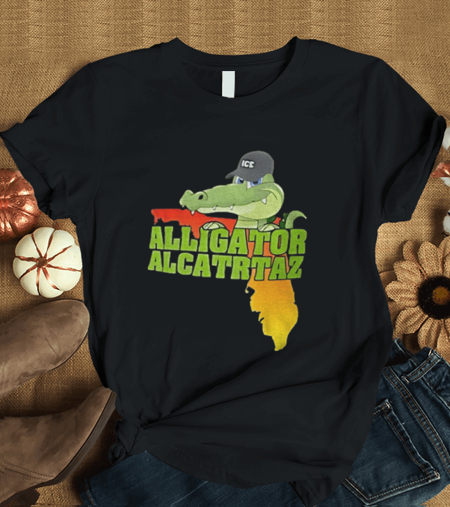 Alligator Alcatraz ICC Ice Cap Florida Map T-Shirt