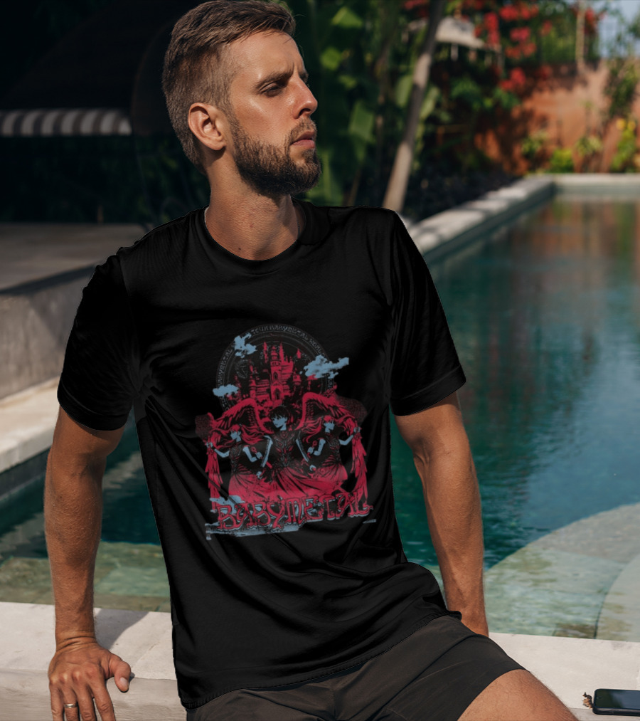 Babymetal Kingslayer Team Babymetal Corps Red Gothic Angels And Castle T-Shirt