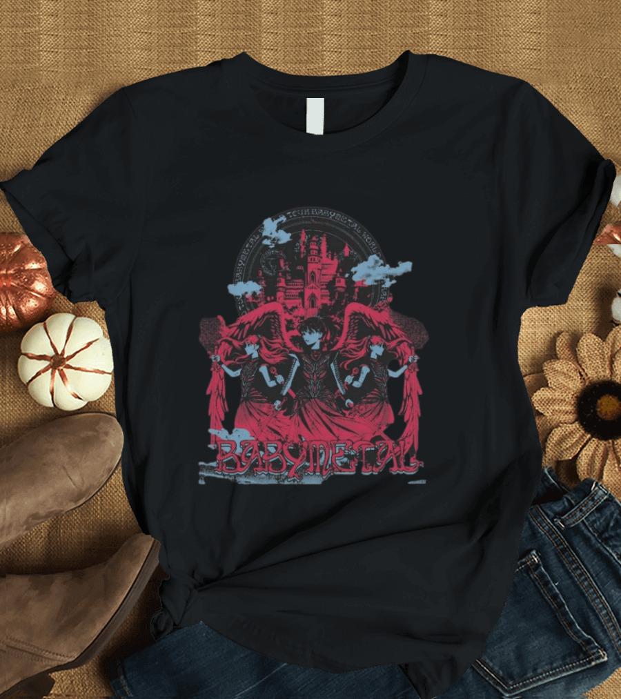 Babymetal Kingslayer Team Babymetal Corps Red Gothic Angels And Castle T-Shirt