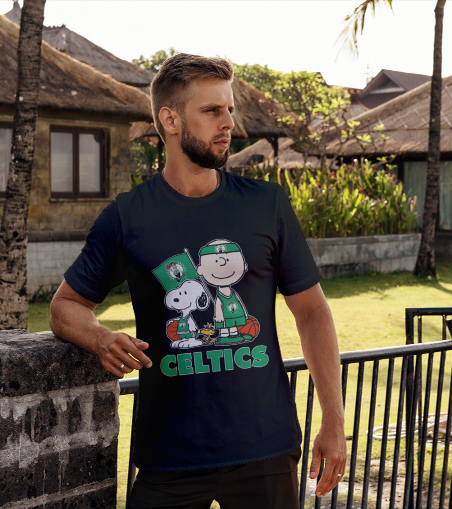 Boston Celtics Snoopy Charlie Brown Peanuts Friends Basketball 2024 T-Shirt
