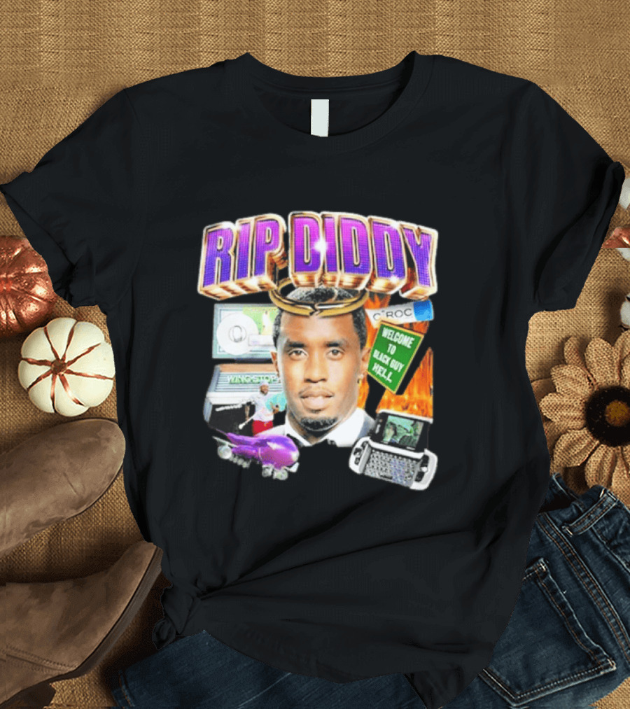 Sam Hyde Rip Diddy Welcome To Black Guy Hell Ciroc Wings 09 Typewriter T-Shirt