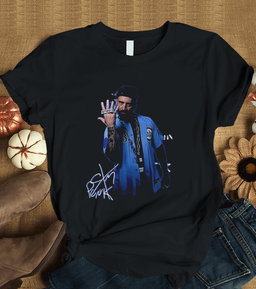 CM Punk WWE Signature Look With Chicago Baseball Jersey And Tattoos T-Shirt