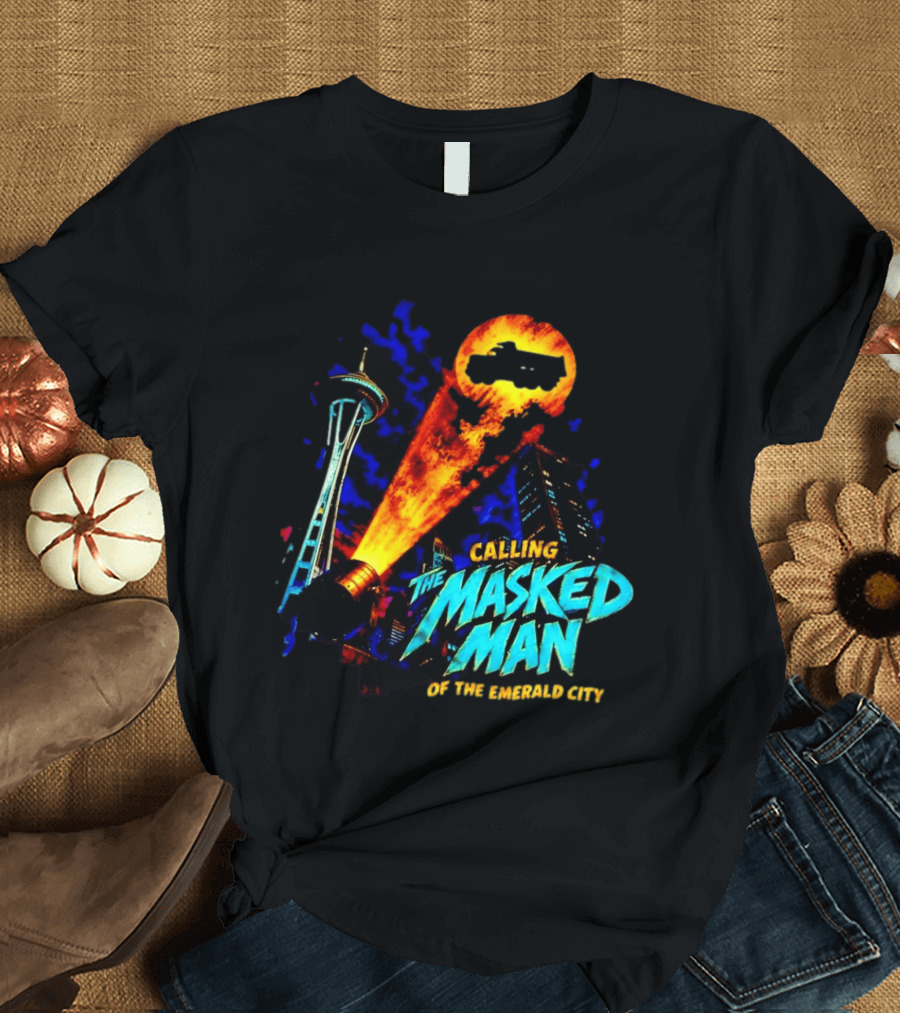 Calling The Masked Man Emerald City Space Needle T-Shirt