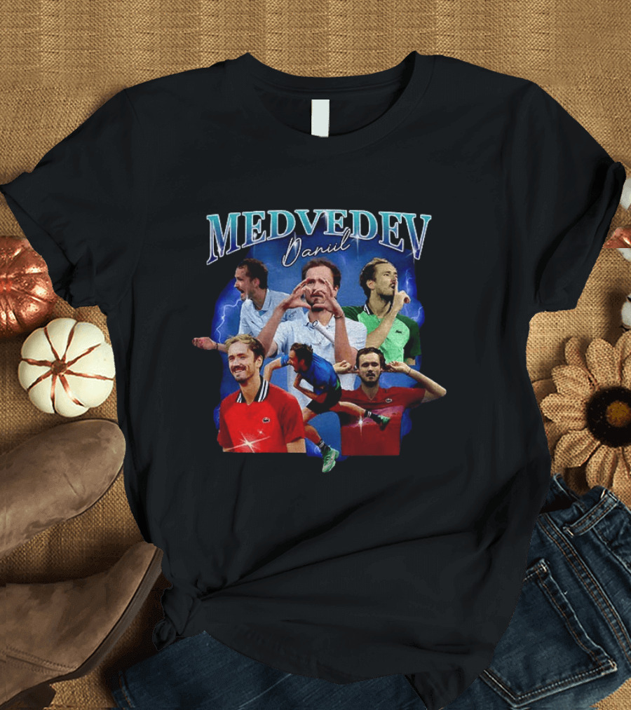 Medvedev Daniil Tennis Champion Dynamic Action Montage T-Shirt