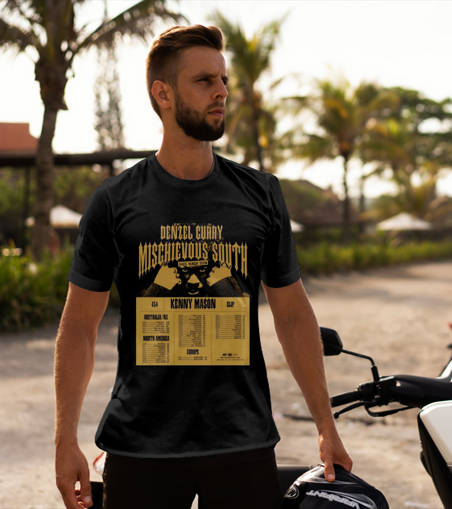 Denzel Curry Mischievous South 2025 World Tour Kenny Mason Clip 454 Australia North America Europe Dates T-Shirt