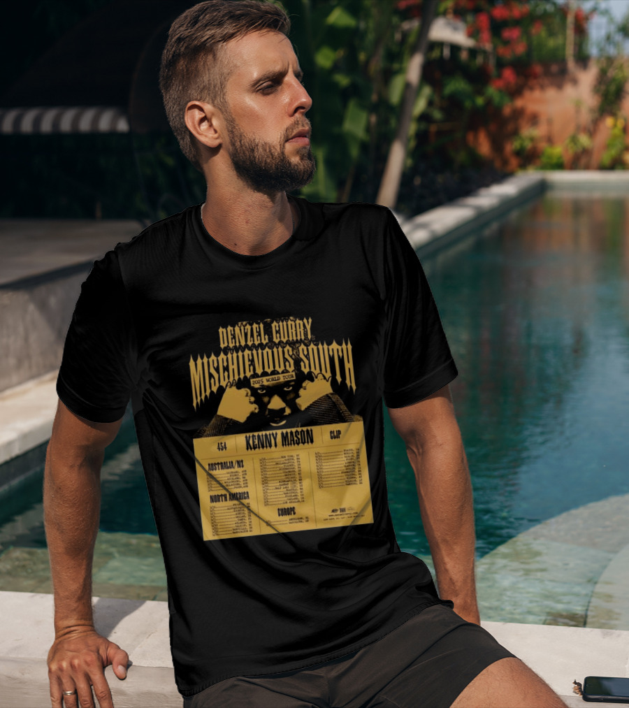 Denzel Curry Mischievous South 2025 World Tour Kenny Mason Clip 454 Australia North America Europe Dates T-Shirt