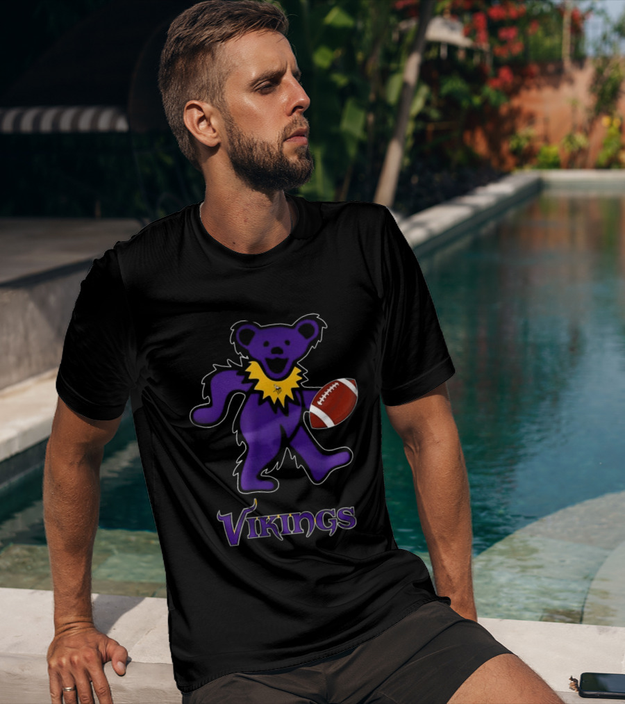 Minnesota Vikings Bear Grateful Dead Night Football 2024 T-Shirt