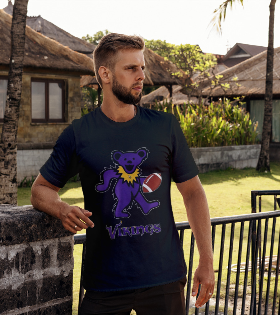Minnesota Vikings Bear Grateful Dead Night Football 2024 T-Shirt