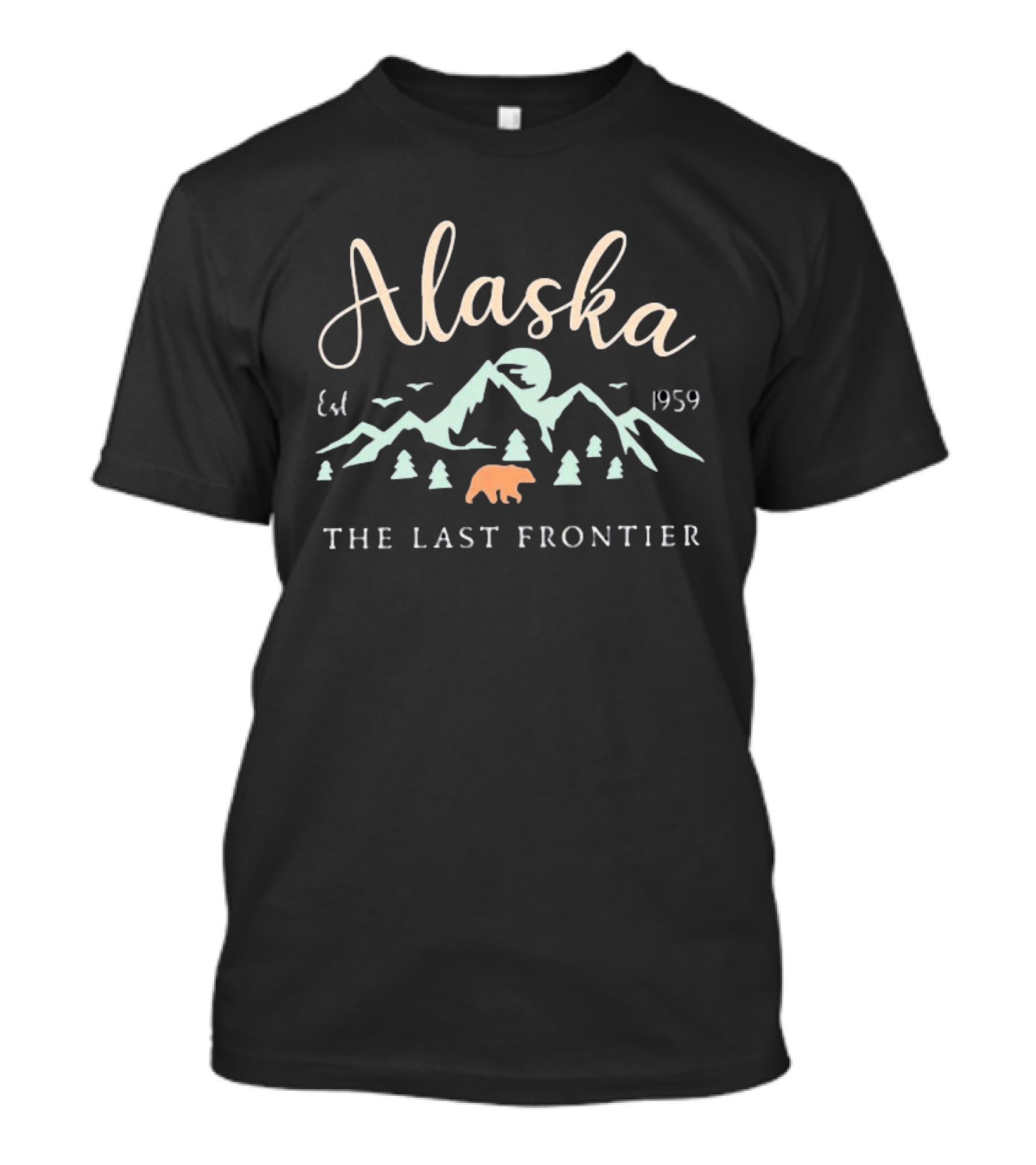 Alaska The Last Frontier Est 1959 Mountain Bear Scene T-Shirt