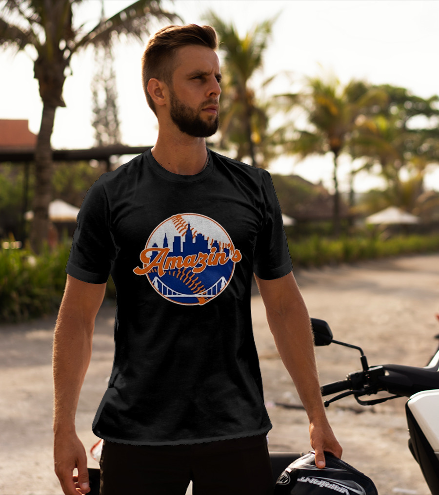 New York Mets Amazin's Skyline Baseball Bridge T-Shirt