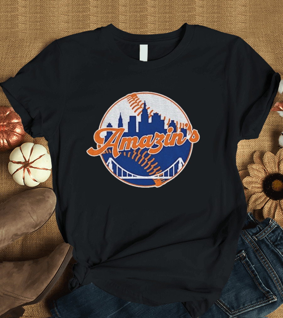 New York Mets Amazin's Skyline Baseball Bridge T-Shirt