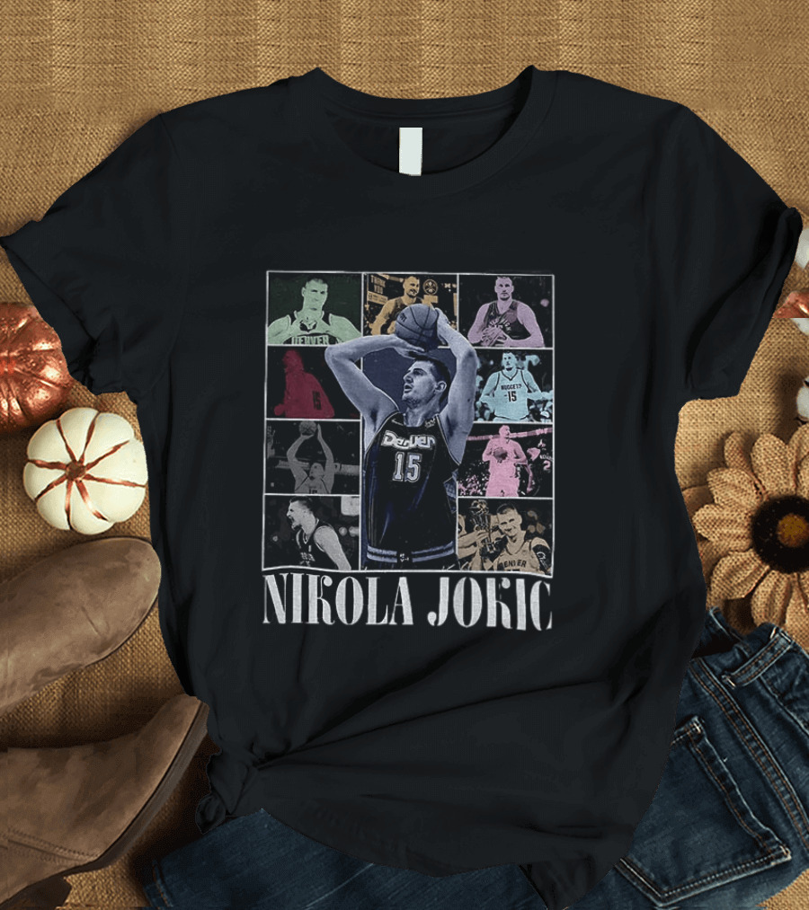 Nikola Jokic Denver Nuggets Basketball Collage T-Shirt