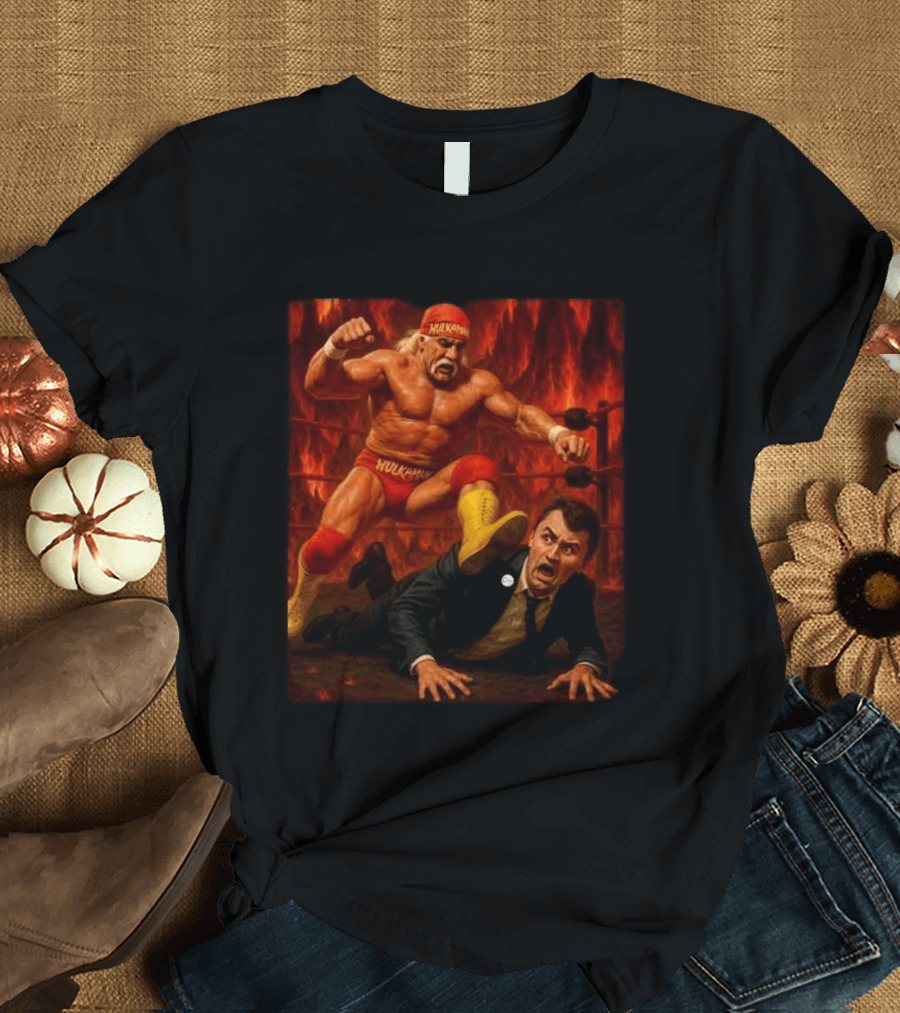 Hulk Hogan Hulkamania Vs Charlie Kirk Wrestling Meme Image T-Shirt