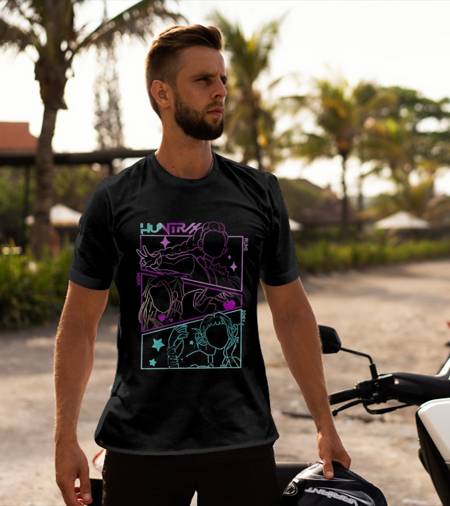 Huntrix Girls Kpop Demon Hunters Neon Manga T-Shirt