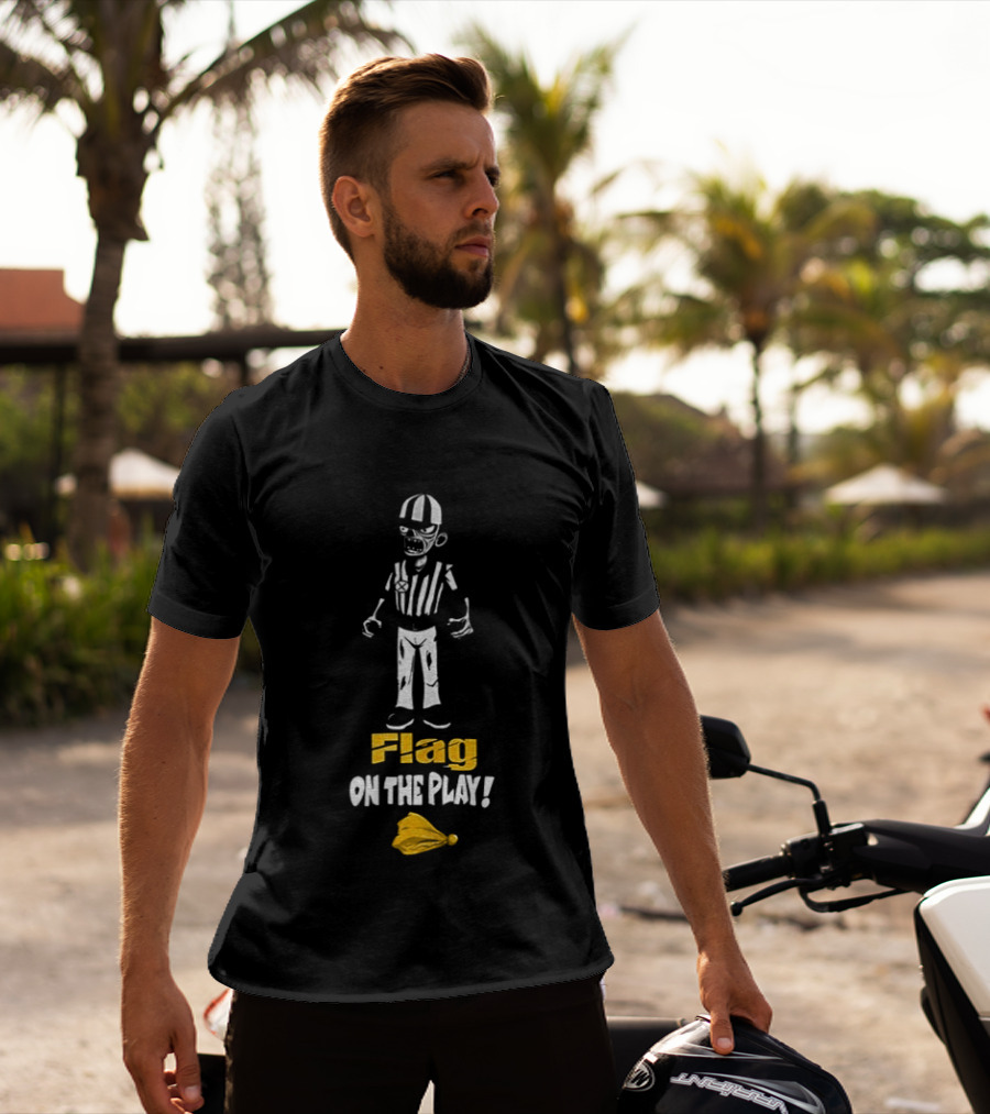 Zombie Referee Flag On The Play Halloween Humor T-Shirt