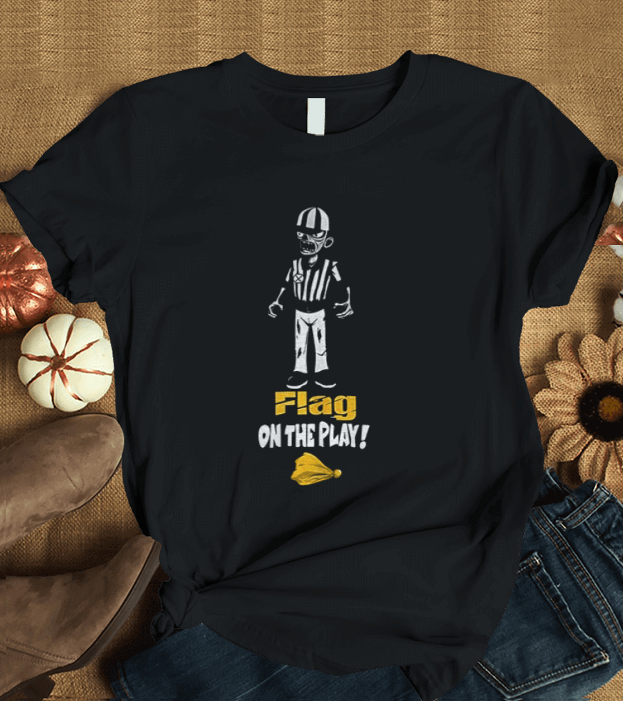 Zombie Referee Flag On The Play Halloween Humor T-Shirt