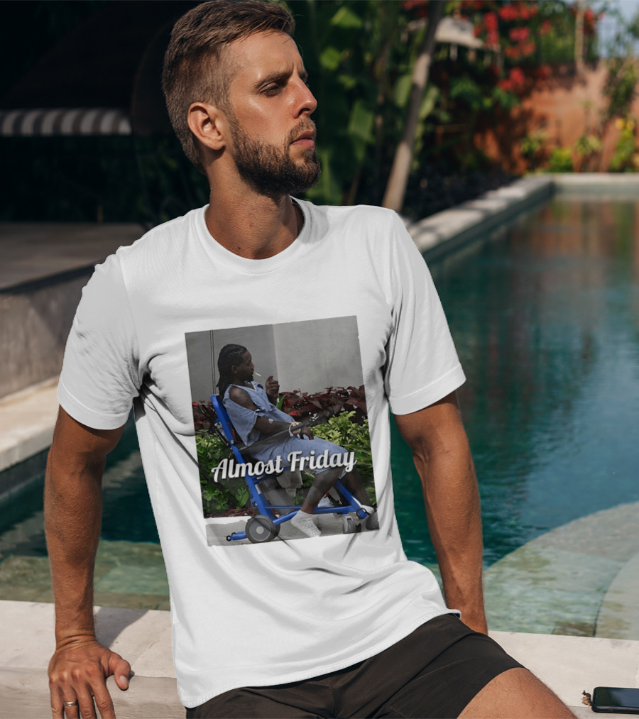 Almost Friday Offset Cigarette Wheelchair Vibes T-Shirt