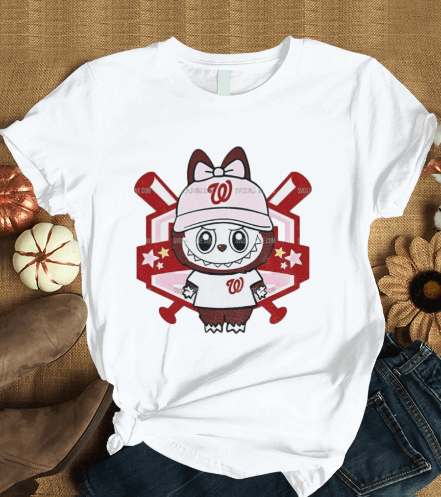 Baseball Girl Labubu Washington Nationals 2025 MLB Team Fan T-Shirt