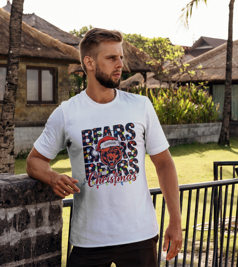 Bears Christmas Bear Santa Claus Chicago Bears Football T-Shirt