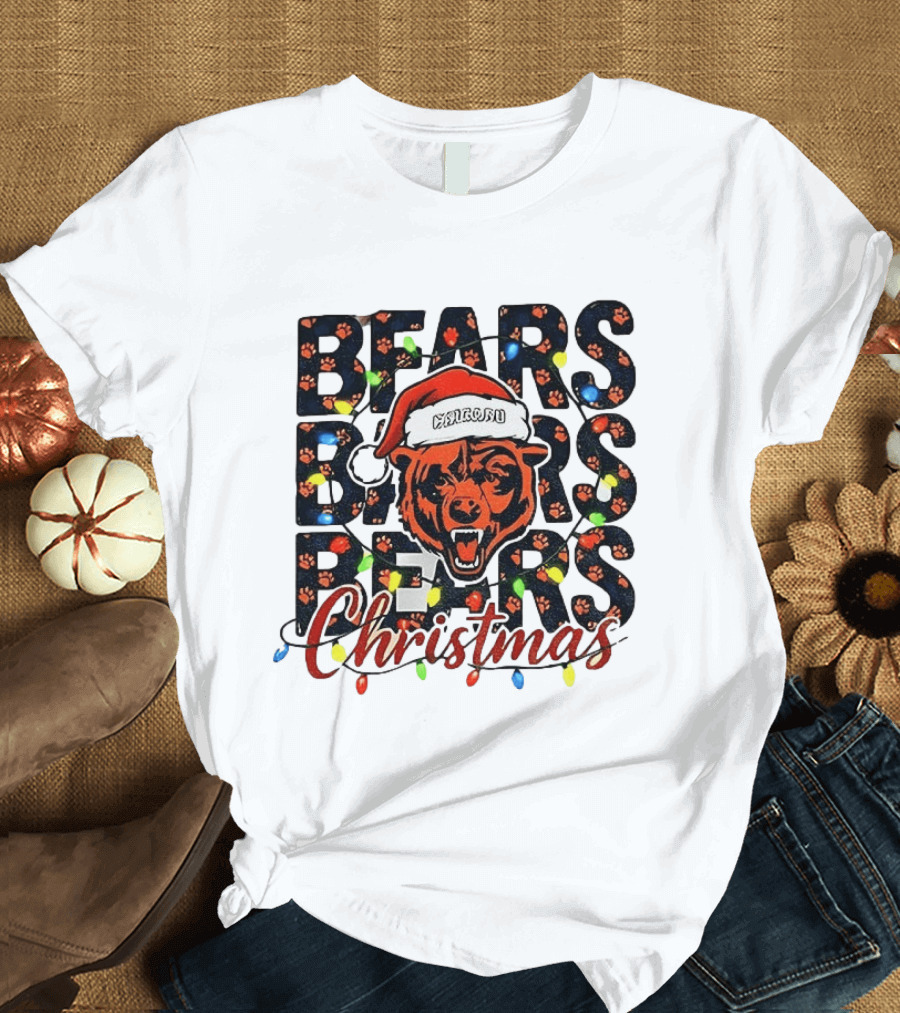 Bears Christmas Bear Santa Claus Chicago Bears Football T-Shirt