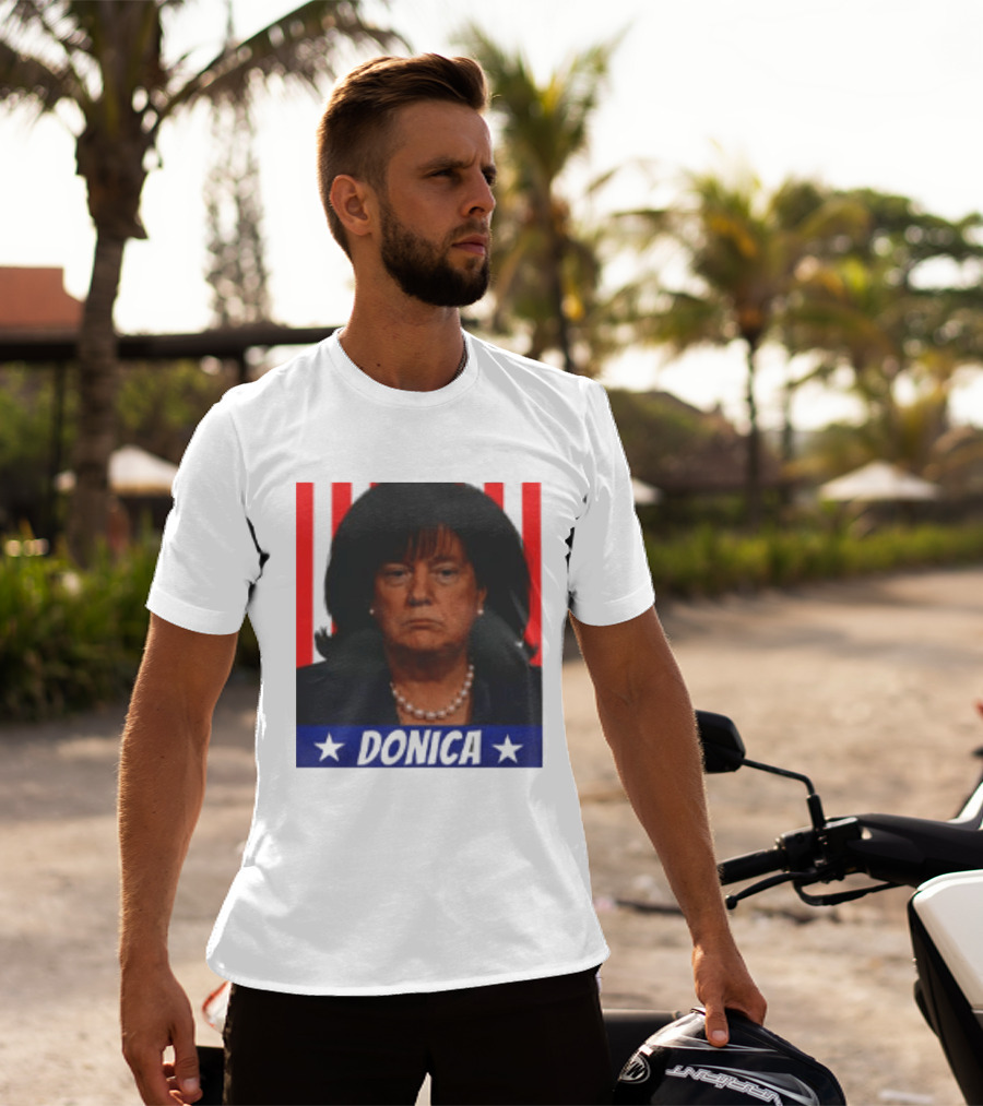Donica Lewinsky 2025 Campaign Style Stars Red Stripes T-Shirt
