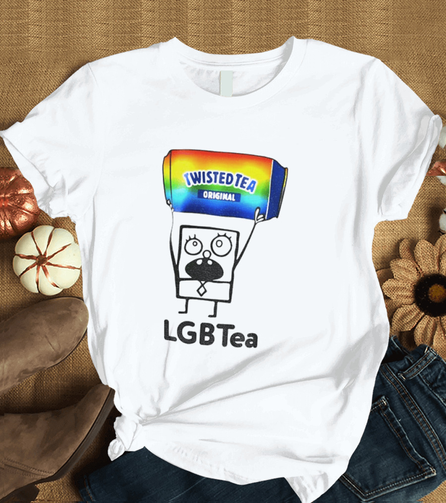 Doodlebob Holding Rainbow Twisted Tea Original LGBTea Pride LGBTQ+ T-Shirt
