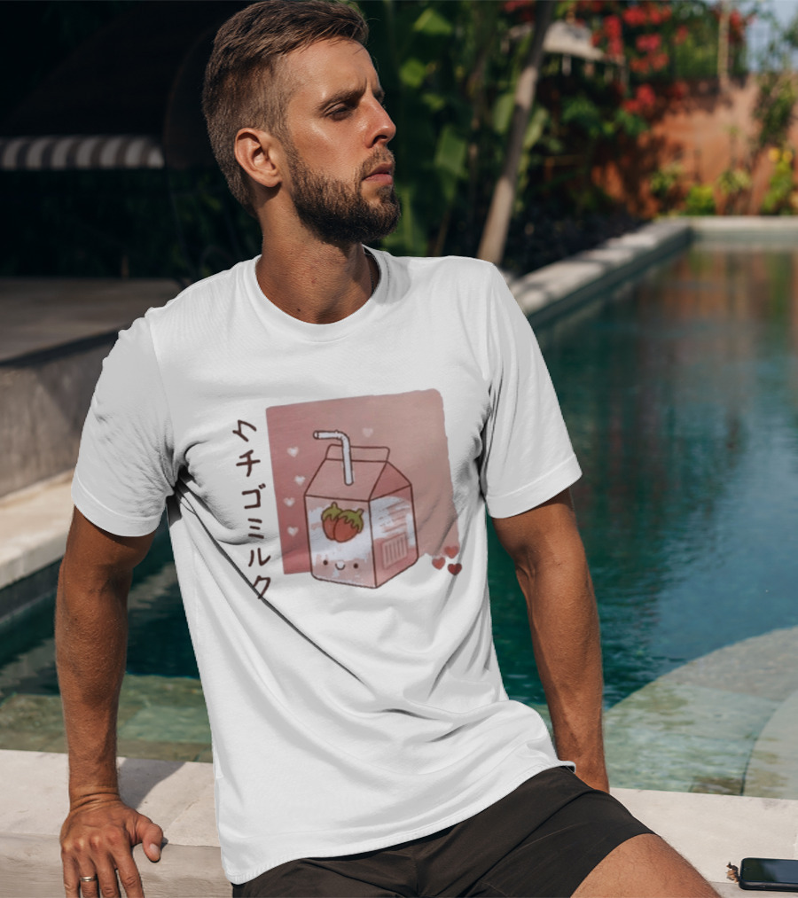 Strawberry Milk Kawaii Cartoon Fight Or Flight Lucas Reyes T-Shirt