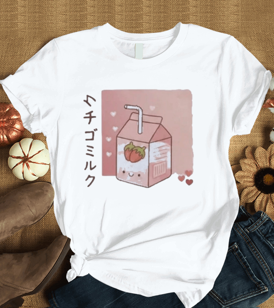 Strawberry Milk Kawaii Cartoon Fight Or Flight Lucas Reyes T-Shirt