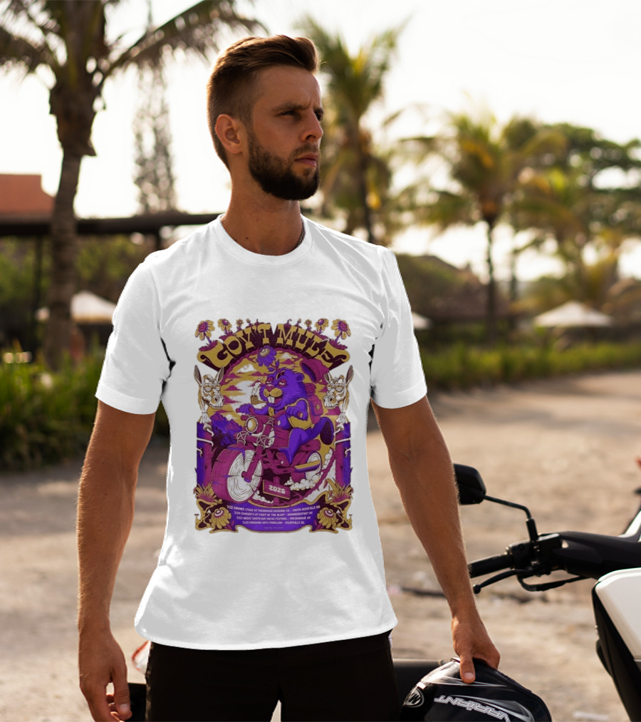 Gov't Mule Summer Tour 2026 Psychedelic Bear Riding Motorcycle Concert Dates And Locations T-Shirt
