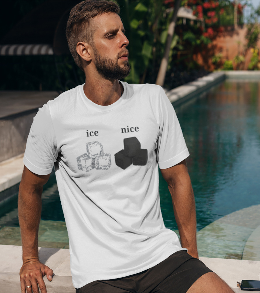 Ice Vs Nice Cubes Playful Word T-Shirt