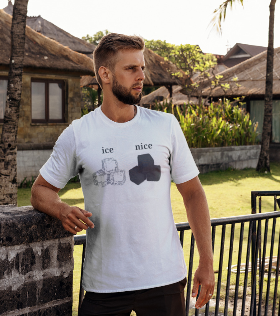 Ice Vs Nice Cubes Playful Word T-Shirt