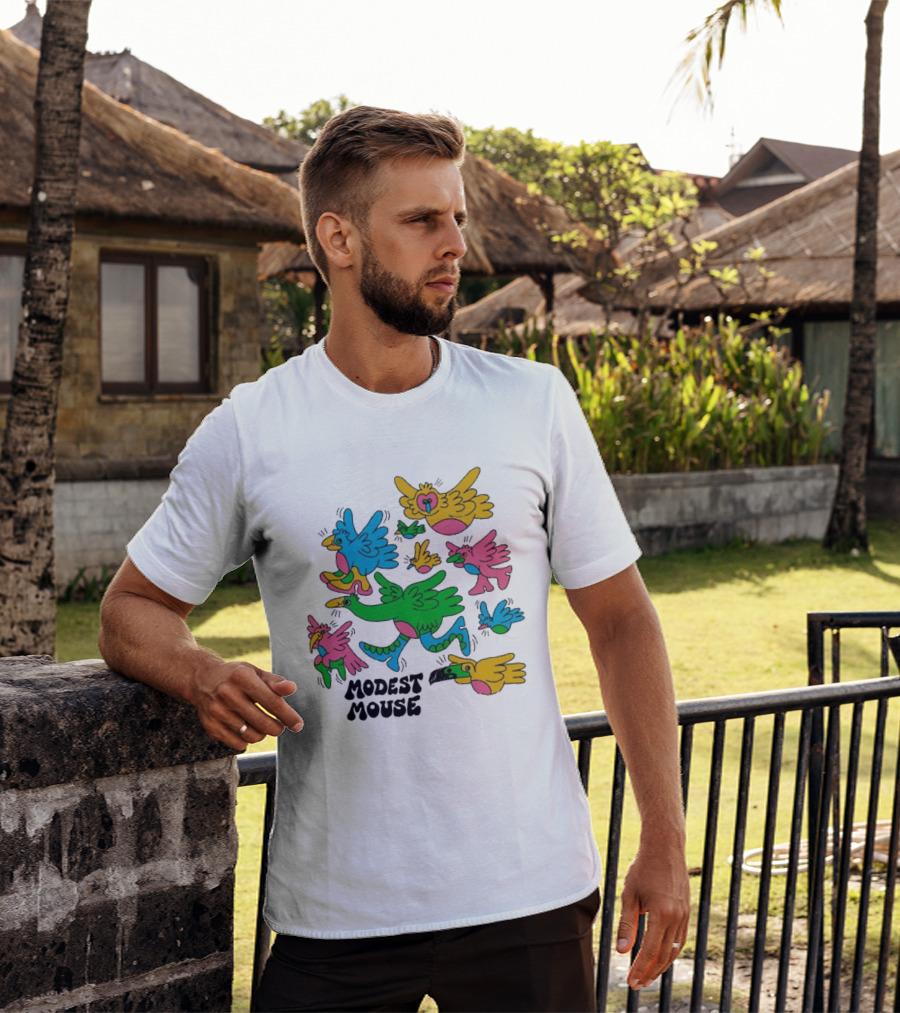 Modest Mouse Colorful Birds Flock T-Shirt