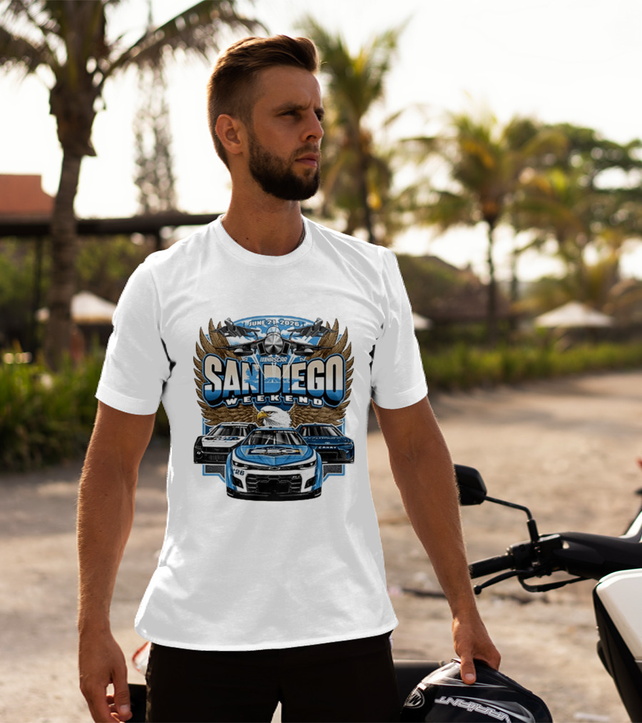 June 21 2026 NASCAR San Diego Weekend Americana Event Racing Cars And Eagle Wings T-Shirt