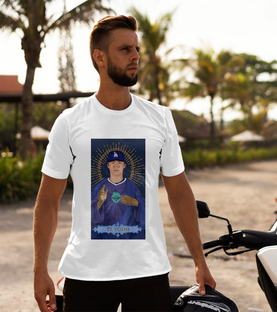 Yoshinobu Yamamoto Dodgers St. Yoshi Halo Icon MLB T-Shirt