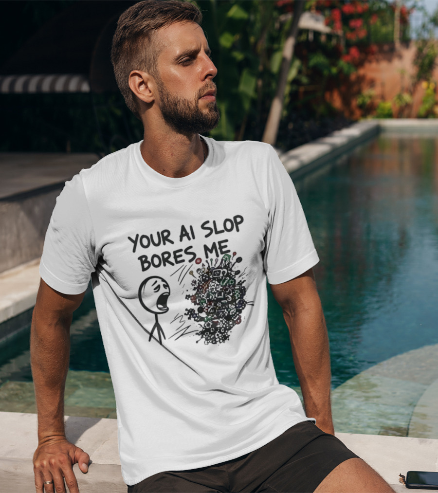 Your AI Slop Bores Me Stick Figure Expression With Colorful Scribbles T-Shirt