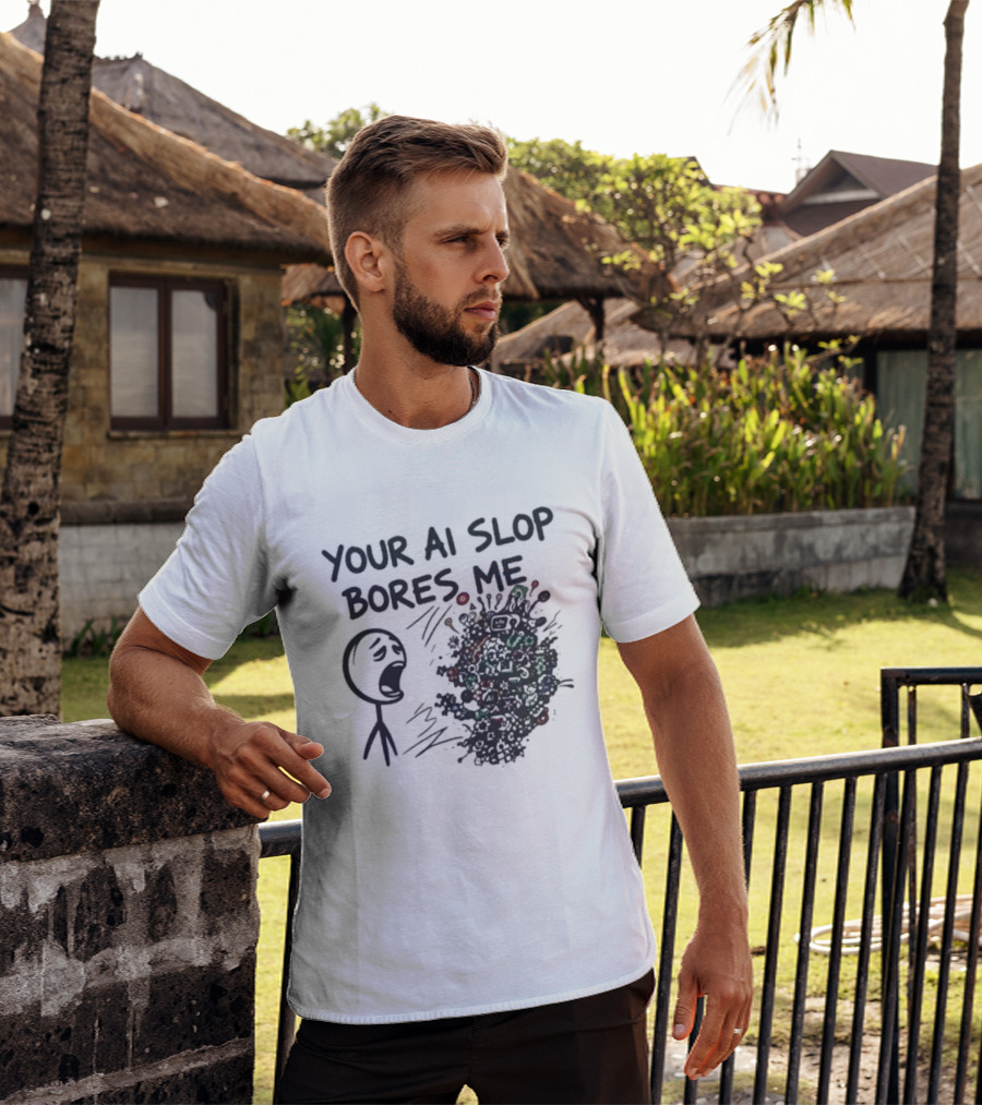 Your AI Slop Bores Me Stick Figure Expression With Colorful Scribbles T-Shirt
