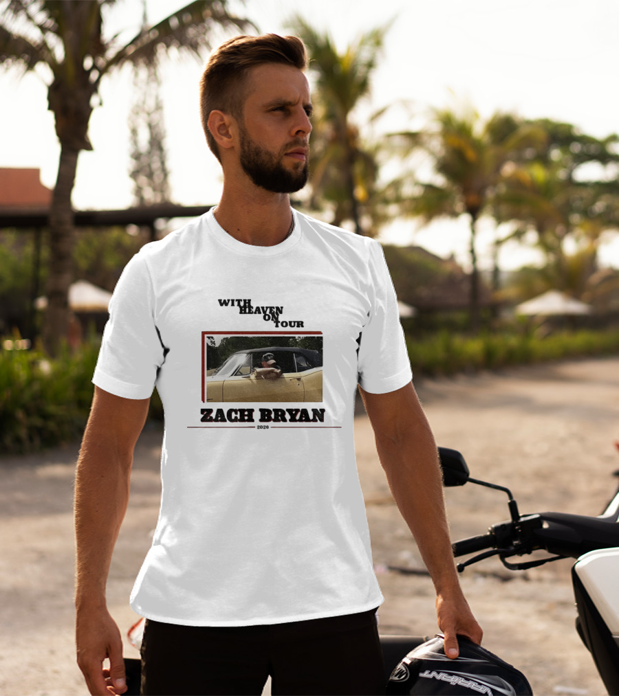 Zach Bryan With Heaven On Tour 2026 Yellow Convertible Country Music T-Shirt