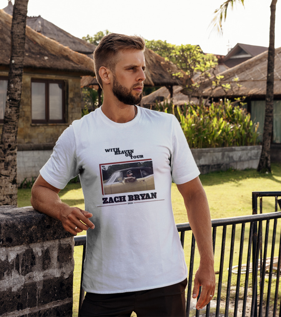 Zach Bryan With Heaven On Tour 2026 Yellow Convertible Country Music T-Shirt