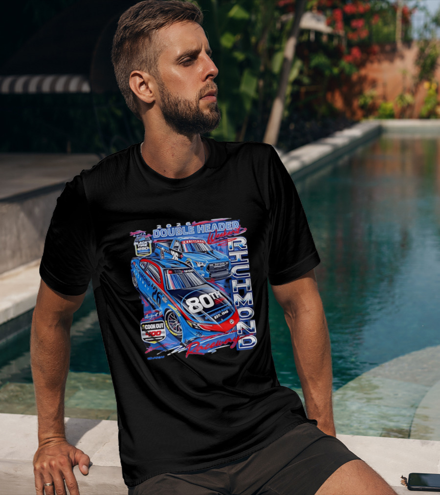 2026 Richmond Raceway Double Header Weekend 80th Anniversary Black Tire 250 Cook Out 400 T-Shirt