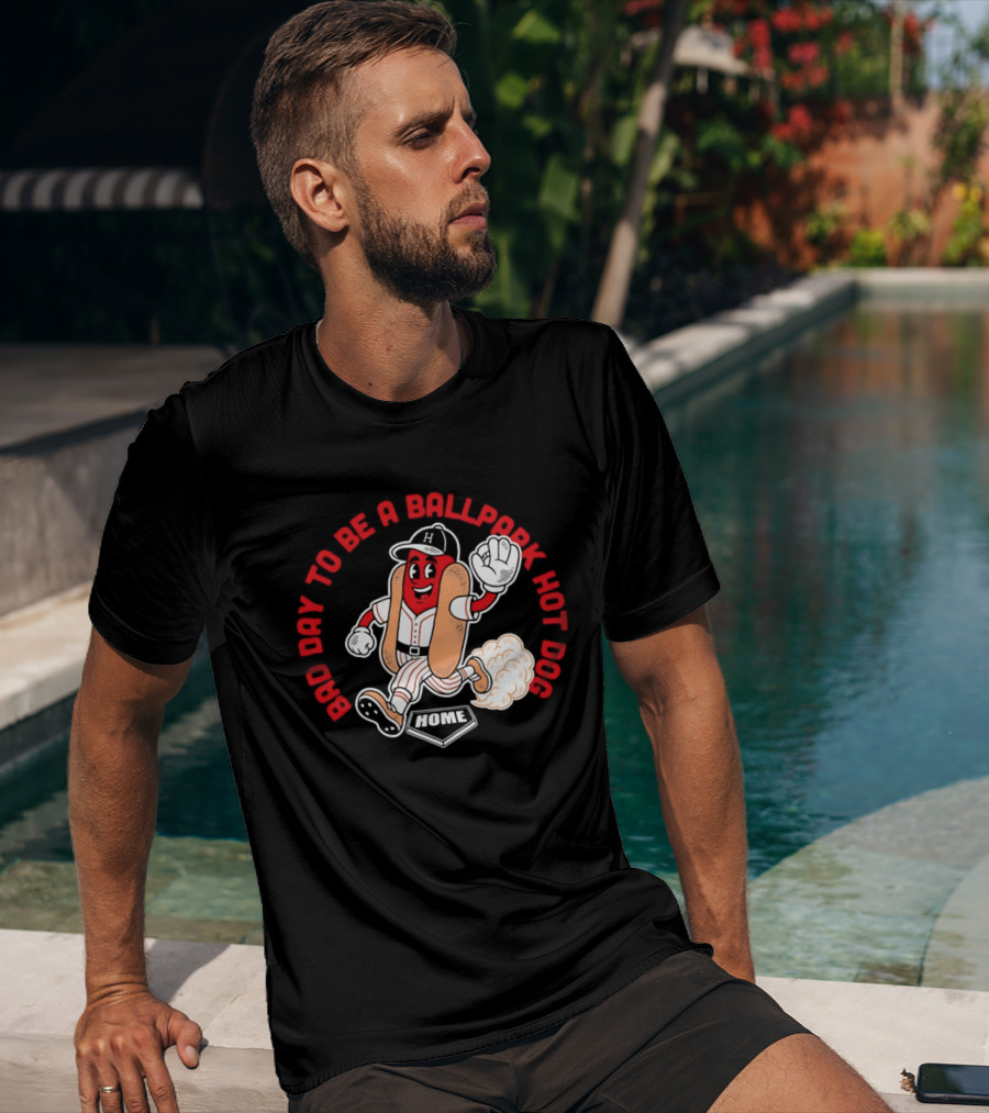 Bad Day To Be A Ballpark Hot Dog Cleveland Baseball Cartoon T-Shirt