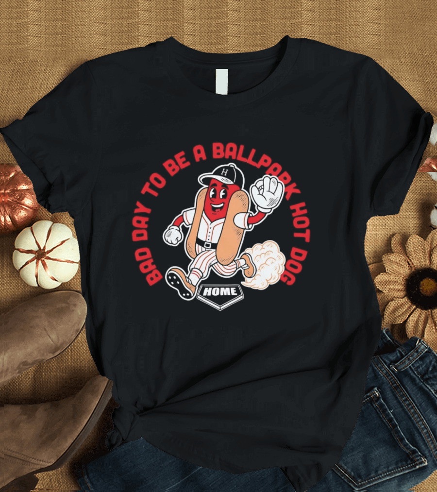 Bad Day To Be A Ballpark Hot Dog Cleveland Baseball Cartoon T-Shirt