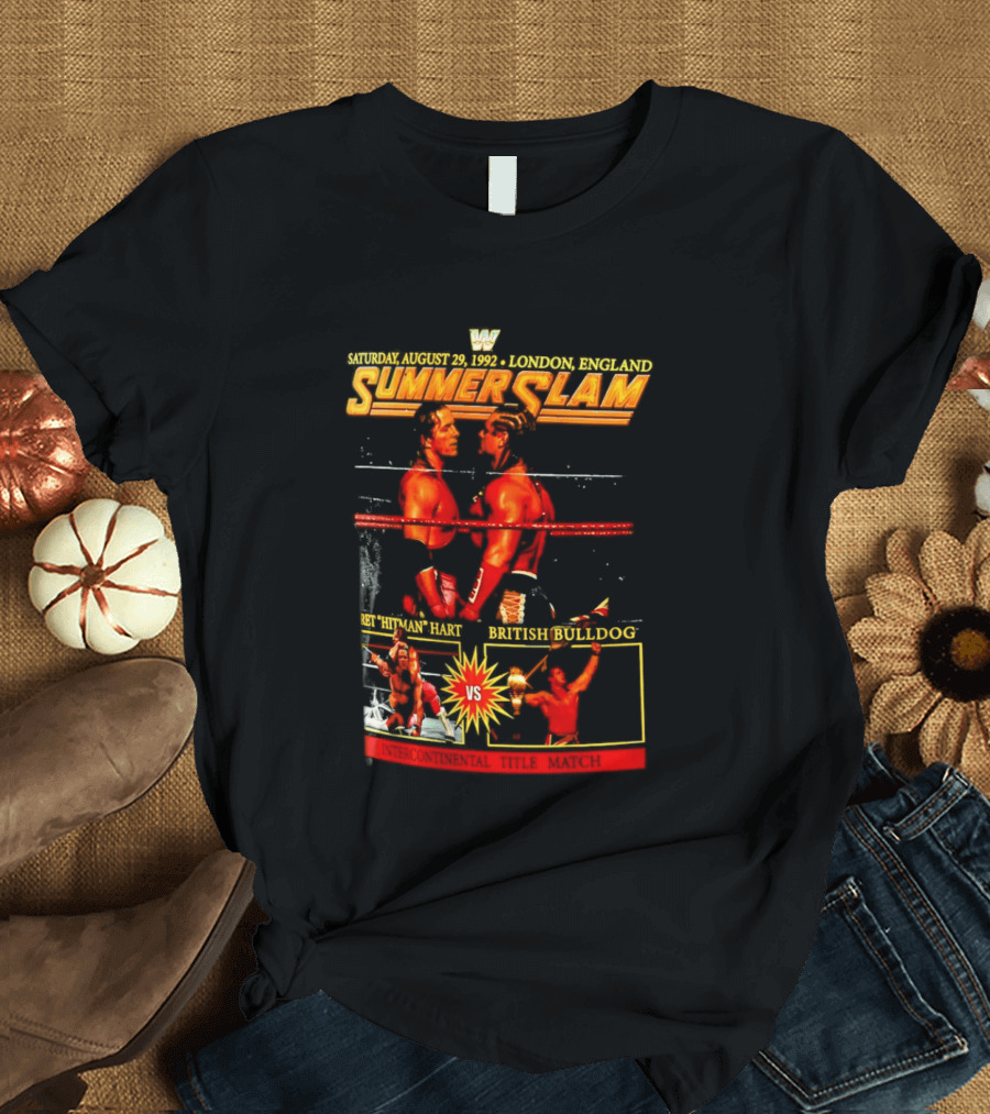 WWF SummerSlam 1992 Bret Hart Vs British Bulldog London England T-Shirt