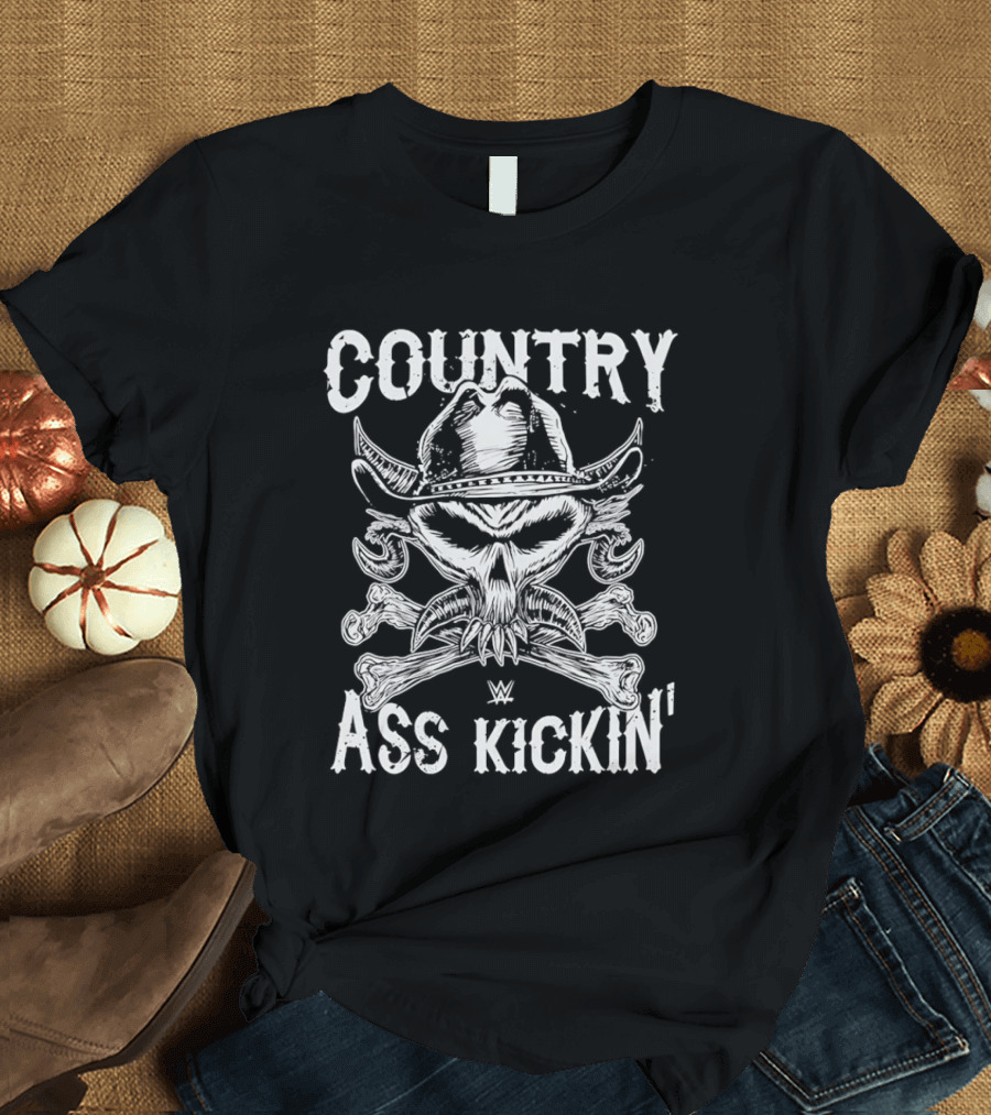 WWE Brock Lesnar Country Ass Kickin Cowboy Skull And Crossbones T-Shirt