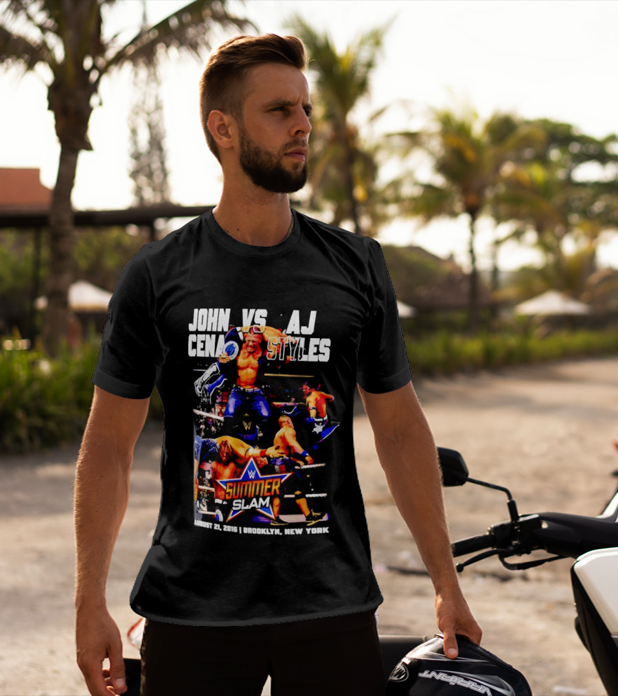 John Cena Vs AJ Styles WWE SummerSlam 2016 Barclays Center August 21 Brooklyn New York T-Shirt