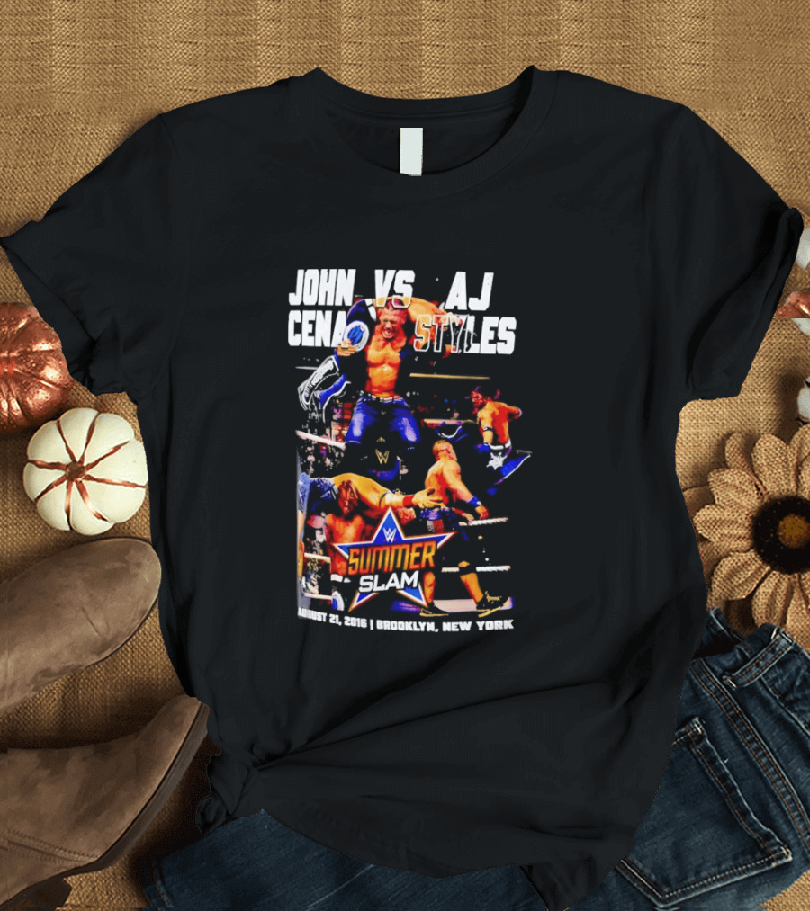 John Cena Vs AJ Styles WWE SummerSlam 2016 Barclays Center August 21 Brooklyn New York T-Shirt