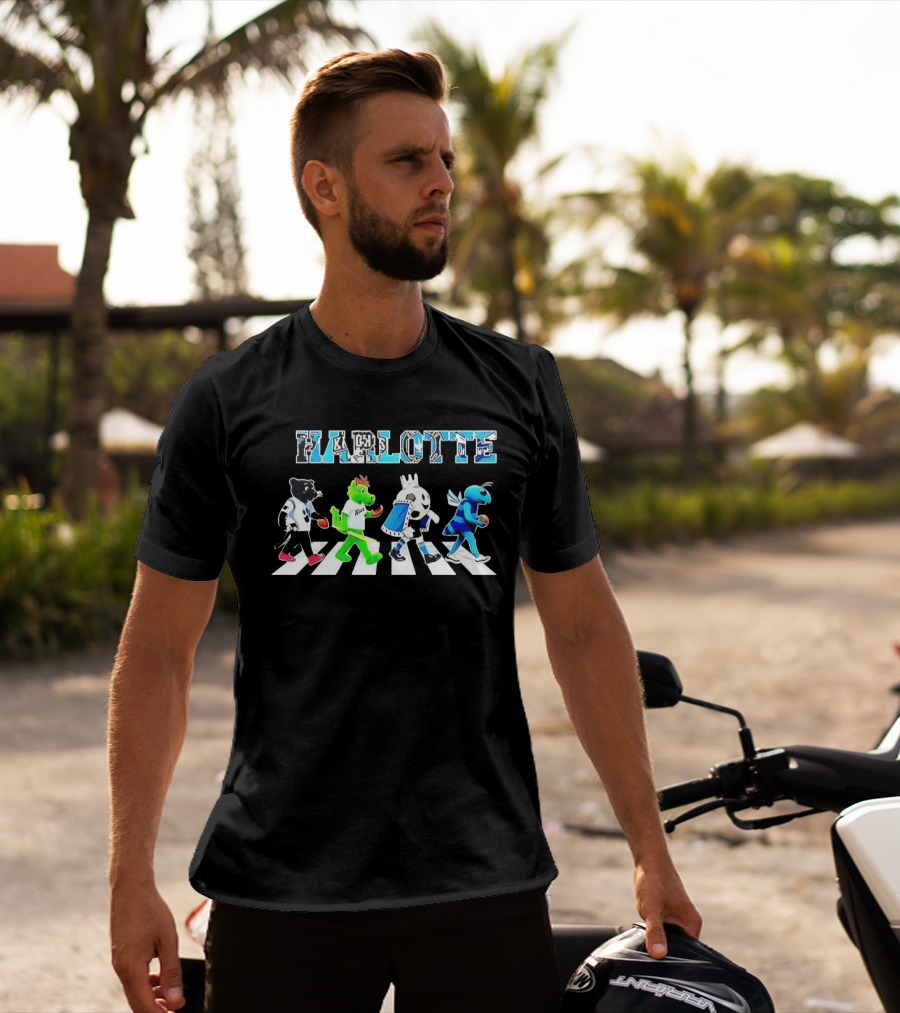 Charlotte Sports Teams Mascots Crossing Abbey Road T-Shirt