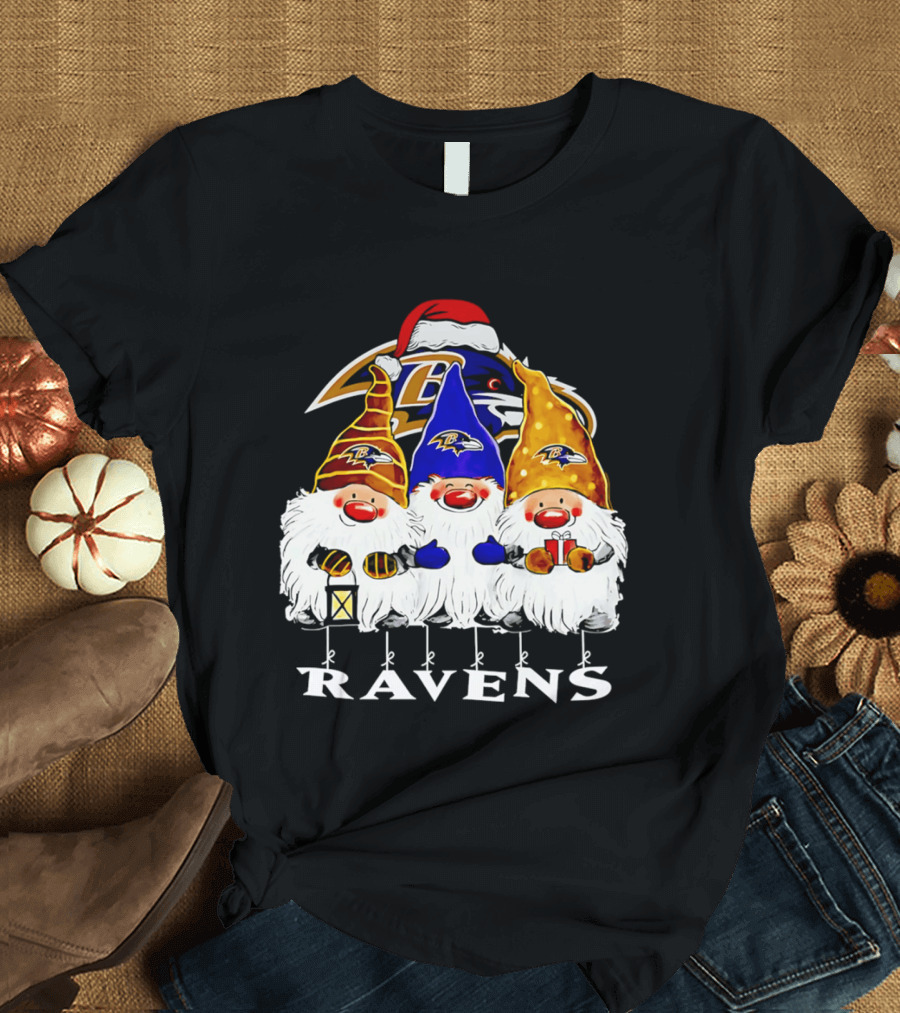 Gnomes Baltimore Ravens Christmas T-Shirt