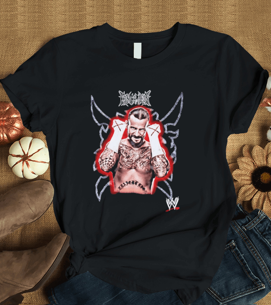 Ken Carson CM Punk WWE Logo Tattooed MMA Fighter T-Shirt