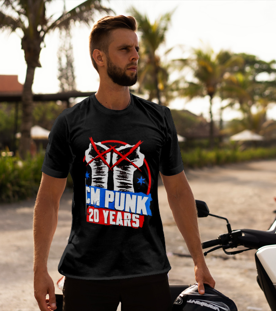 CM Punk 20 Years WWE Fists T-Shirt
