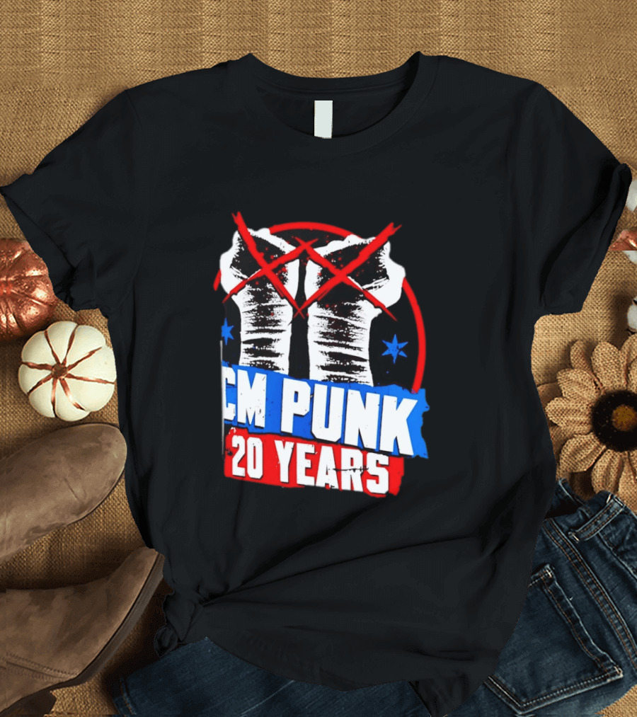 CM Punk 20 Years WWE Fists T-Shirt